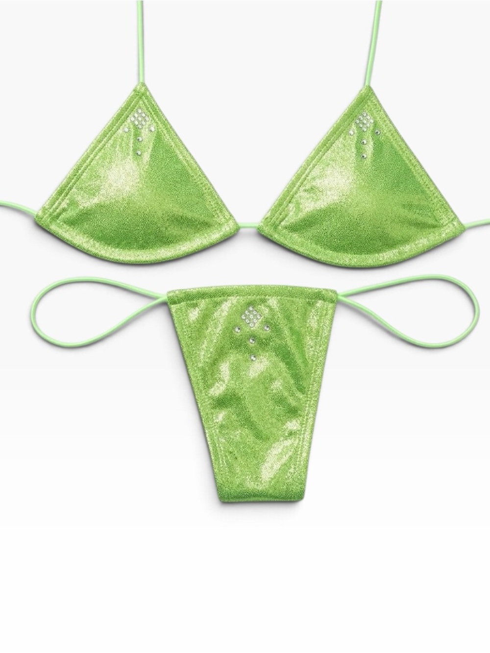 Lime Green Hologram Rhinestone Microkini - GrlFriday Shop